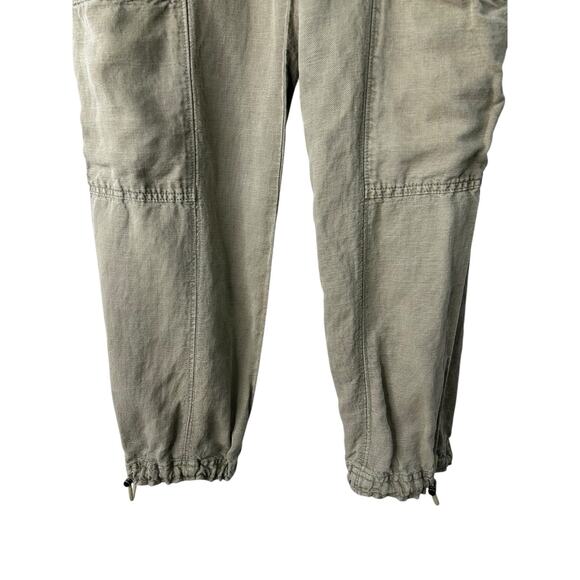 Nicole Miller Cargo Pants Womens Small Olive Green Linen Lyocell Utility Joggers - Picture 4 of 13